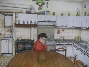 il pisolino della nonna 35x50 olio su tela maggio 2004