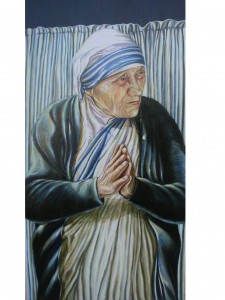 madre Teresa 30x60 olio su tela